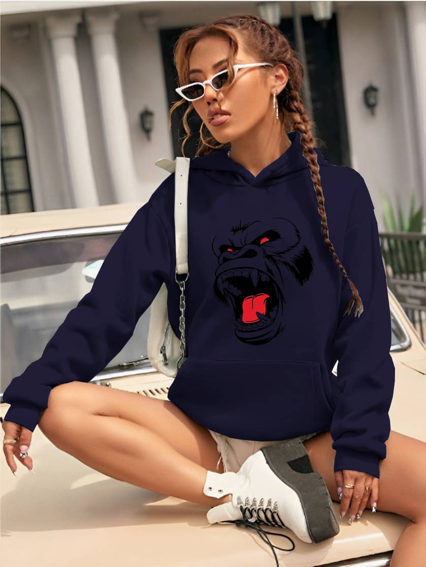 Lecowar Women Fleece Hooded Sweatshirt ( Navy Blue ) Lecowar Women Fleece Hooded Sweatshirt ( Navy Blue )