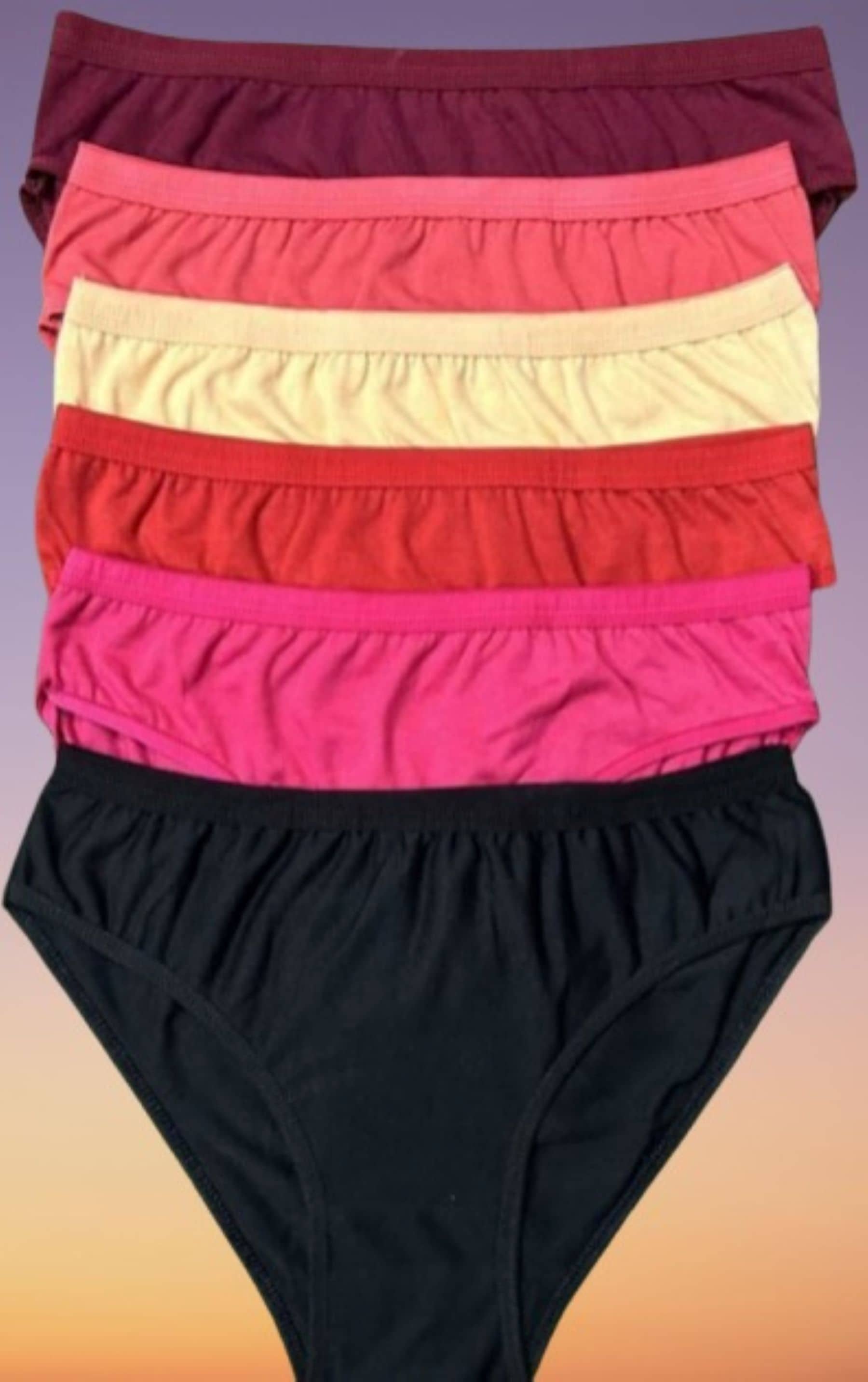 PIYURZ Pack of 6 Poly Cotton Solid Women's Hipster ( Multi Color )