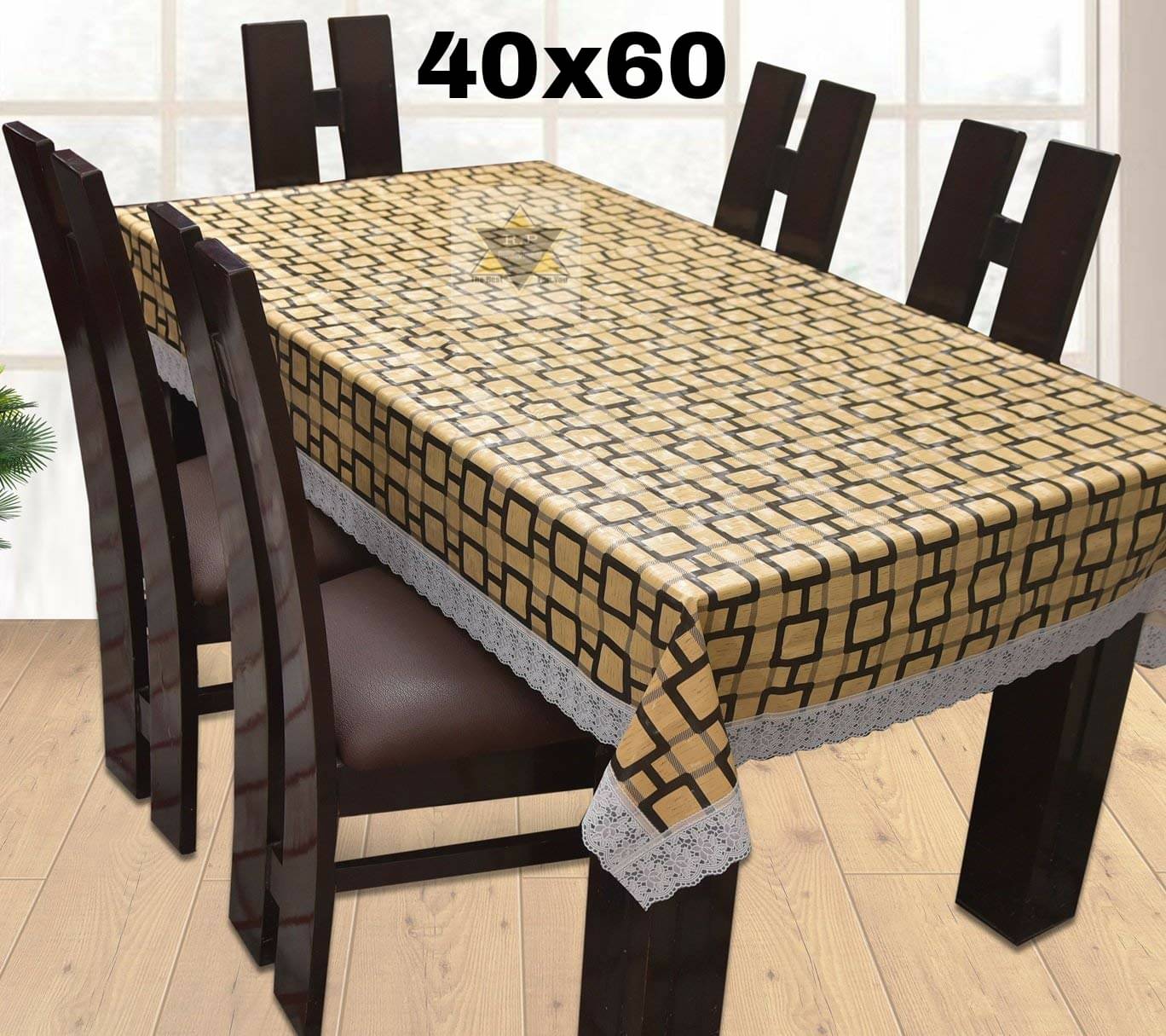     			ROYAL - NEST Printed Polyester 2 Seater Rectangle Table Cover ( 152 x 101 ) cm Pack of 1 Brown