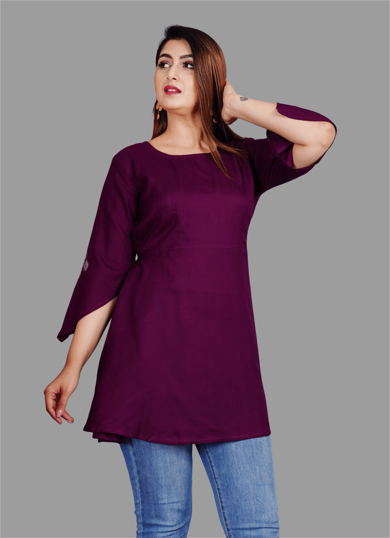     			SIPET Women's Rayon Regular Top ( Wine )