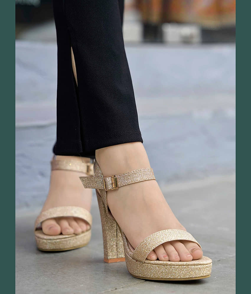 Stylestry Gold Women's Sandal Heels - Heels | Buy online on ZillyBuy