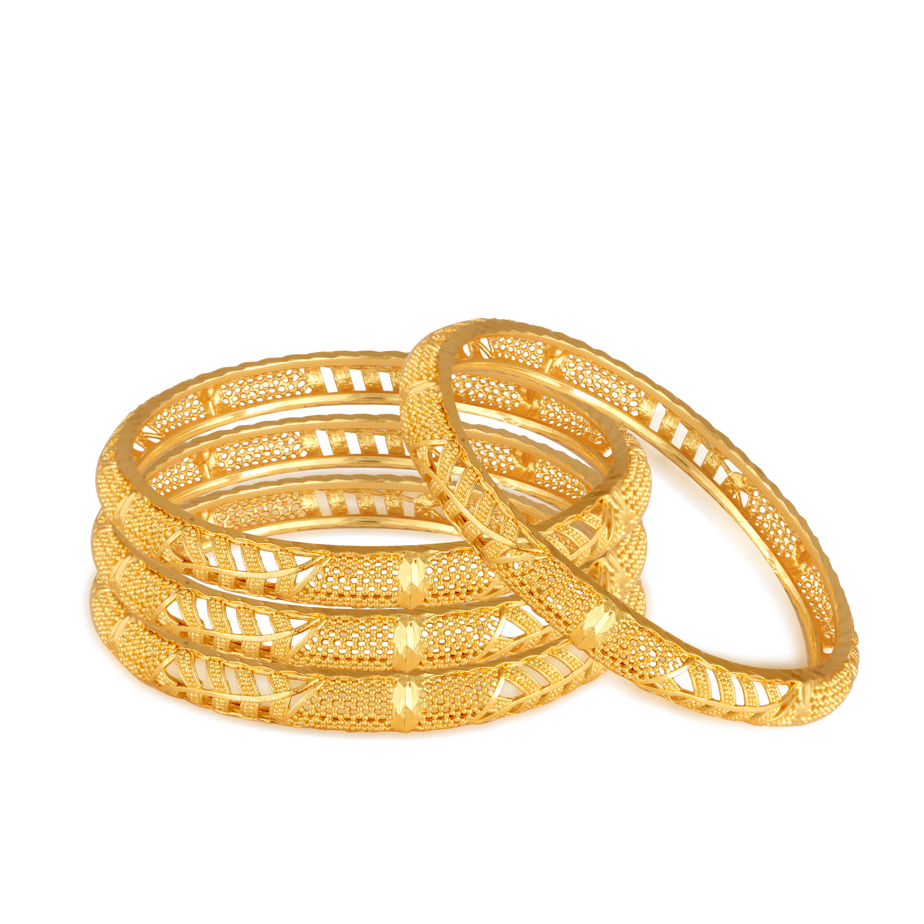 VIVASTRI Gold Bangle Set ( Pack of 4 )