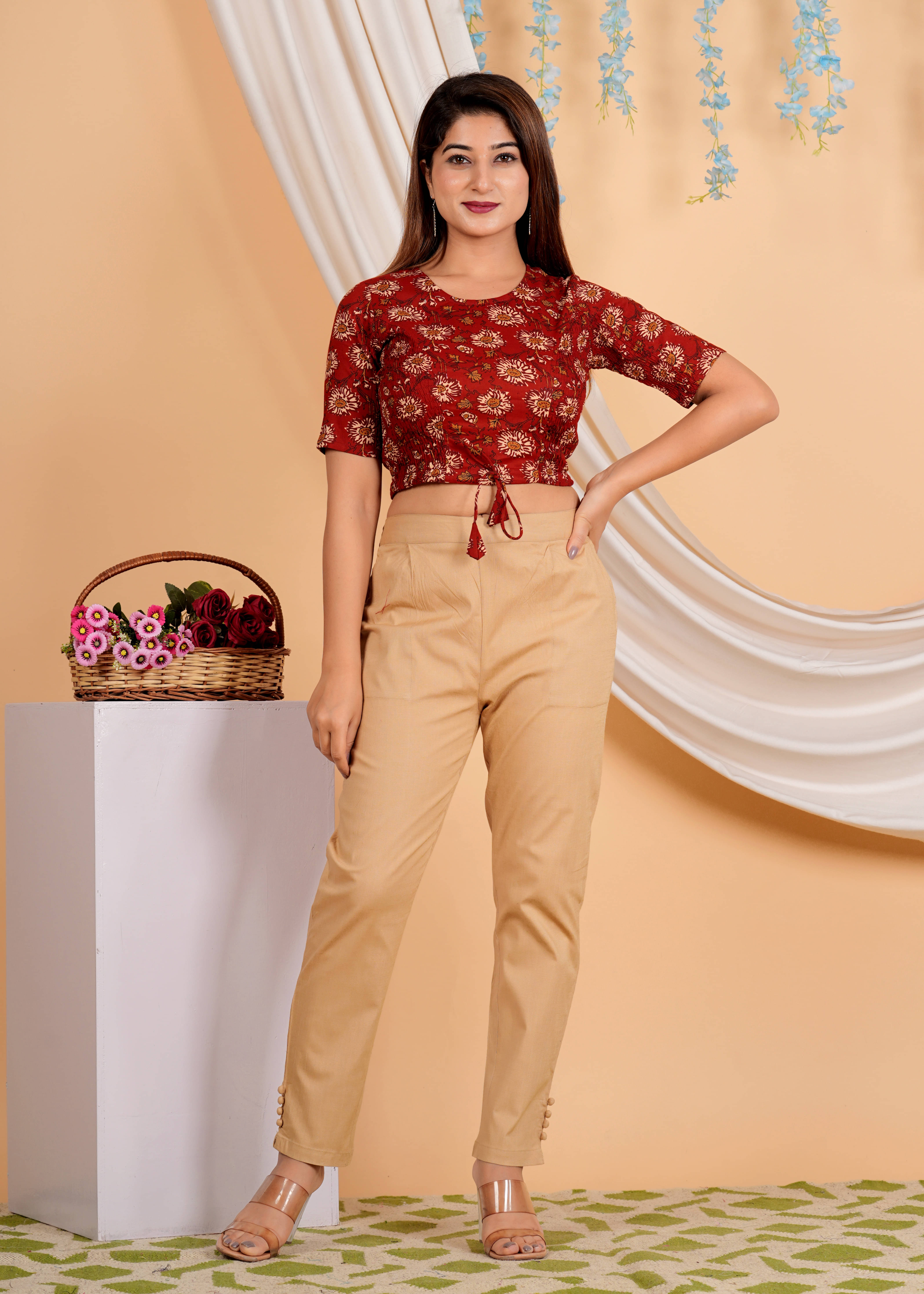     			Yash Gallery Maroon Readymade without Pad Cotton Women's Blouse ( Pack of 1 )