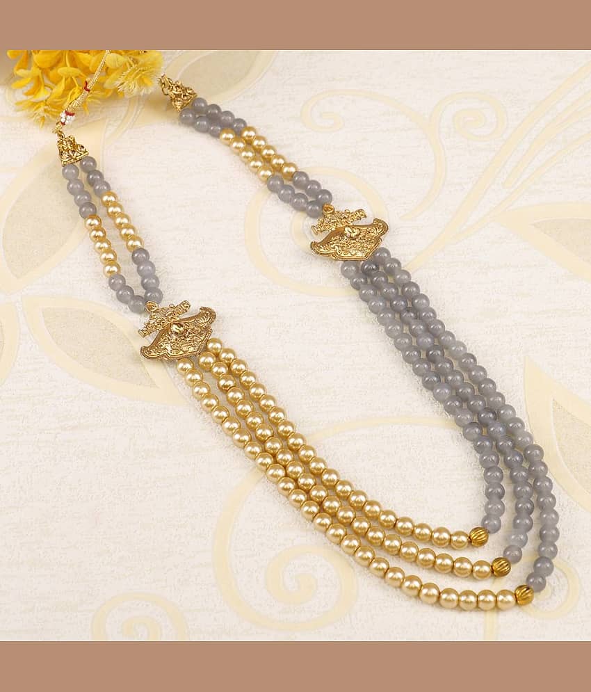 pearl beads Dulha groom sherwani Necklace/Moti Mala for Men for wedding | Exquisite Groom Mala | Perfect for Grooms - Jewellery Sets | Buy online on ZillyBuy