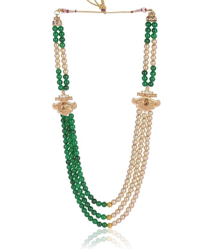 pearl beads Dulha groom sherwani Necklace/Moti Mala for Men for wedding | Exquisite Groom Mala | Perfect for Grooms - Jewellery Sets | Buy online on ZillyBuy
