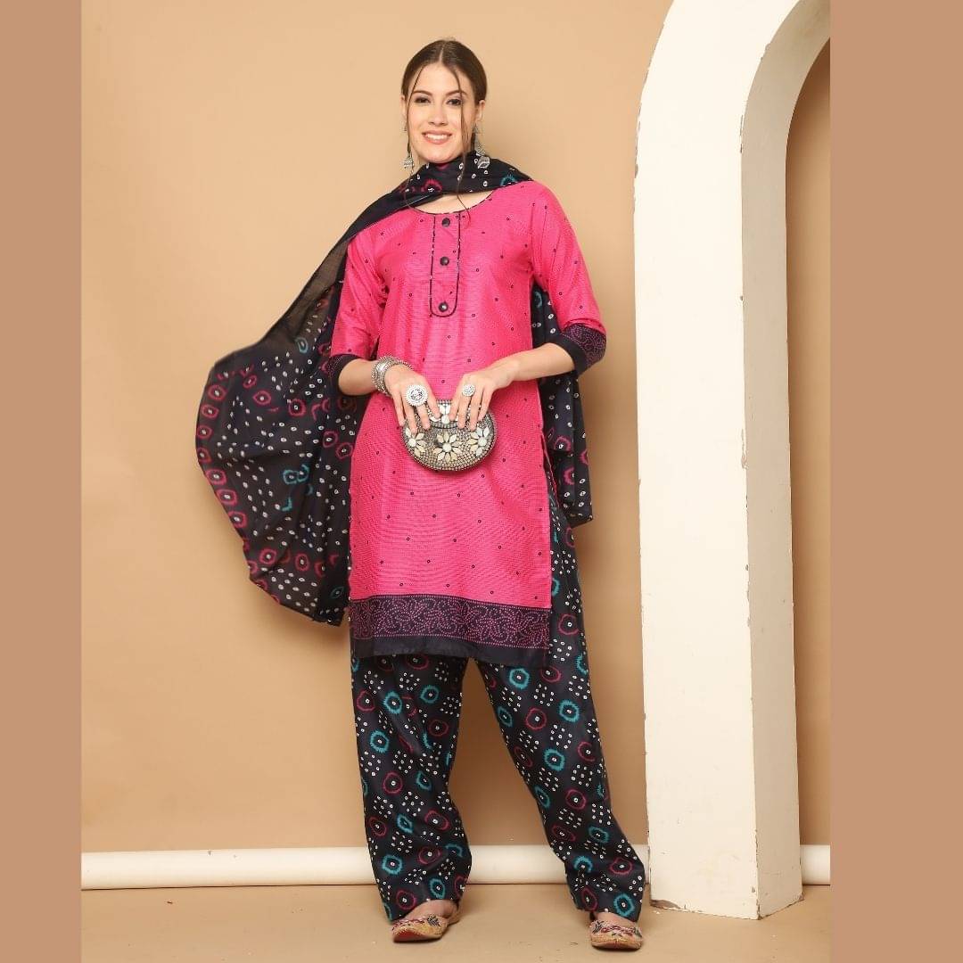wonder weave Women Cotton Blend Printed Straight Kurti With Patiala Salwar ( Pink ) wonder weave Women Cotton Blend Printed Straight Kurti With Patiala Salwar ( Pink )