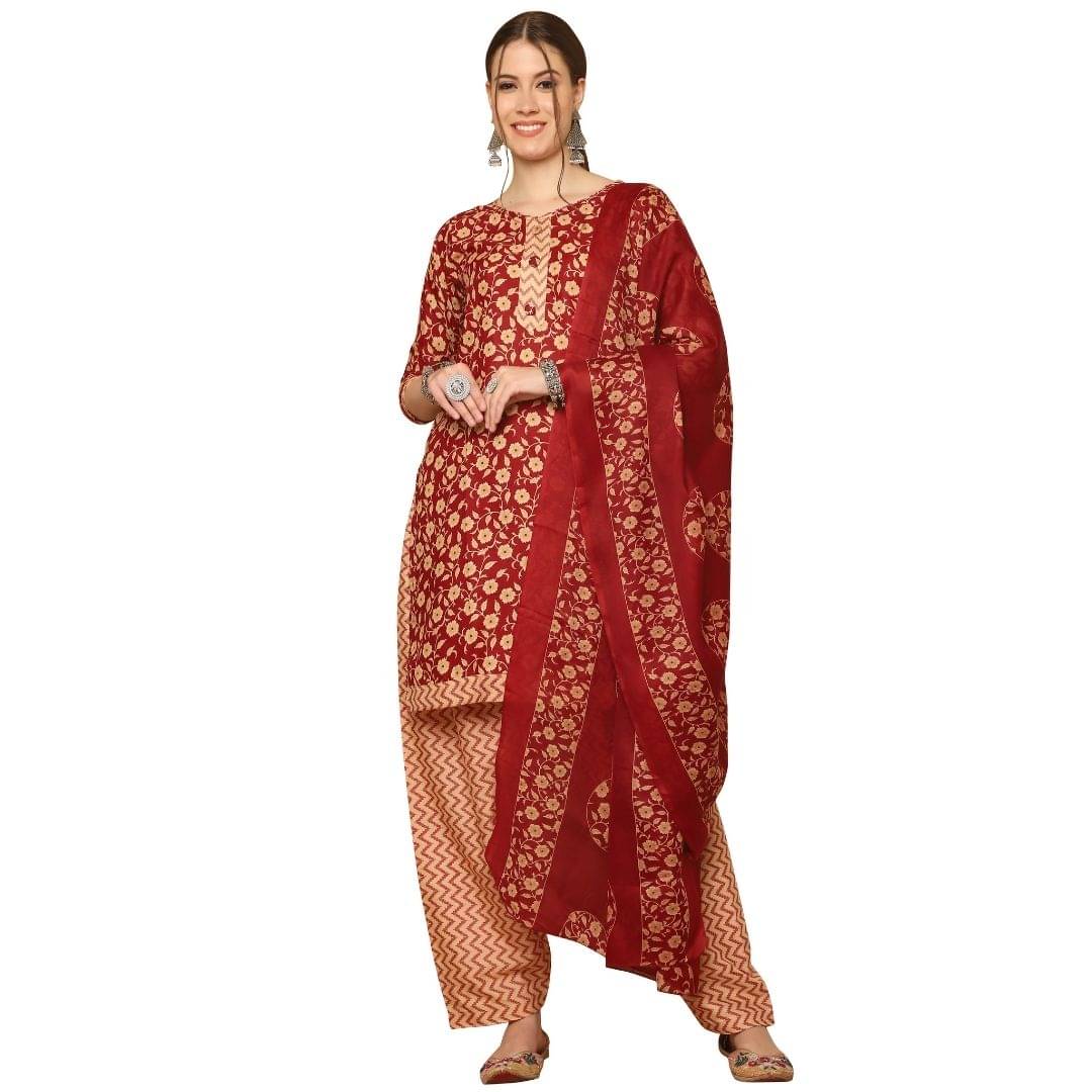 wonder weave Women Cotton Blend Printed Straight Kurti With Patiala Salwar ( Maroon ) wonder weave Women Cotton Blend Printed Straight Kurti With Patiala Salwar ( Maroon )