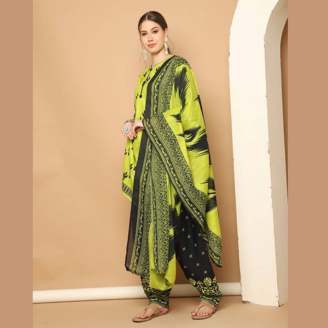 wonder weave Women Cotton Blend Printed Straight Kurti With Patiala Salwar ( Yellow ) wonder weave Women Cotton Blend Printed Straight Kurti With Patiala Salwar ( Yellow )