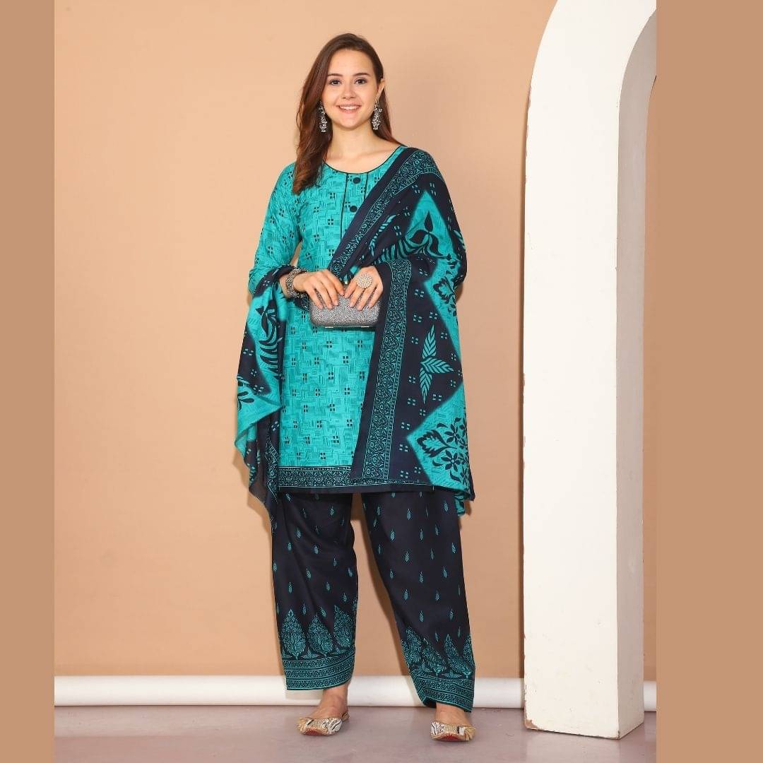 wonder weave Women Cotton Blend Printed Straight Kurti With Patiala Salwar ( Green ) wonder weave Women Cotton Blend Printed Straight Kurti With Patiala Salwar ( Green )