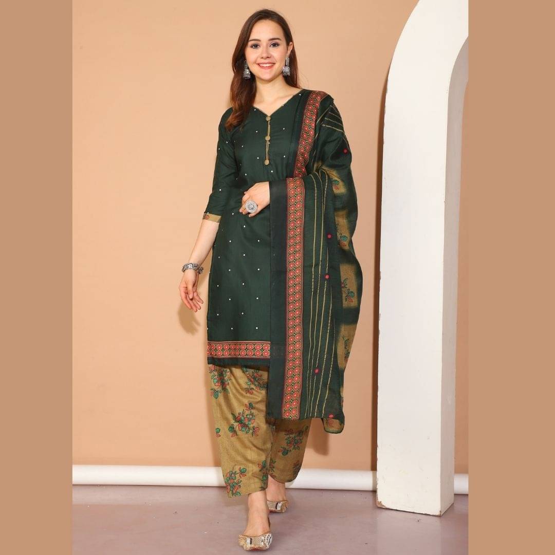 wonder weave Women Cotton Blend Printed Straight Kurti With Patiala Salwar ( Green ) wonder weave Women Cotton Blend Printed Straight Kurti With Patiala Salwar ( Green )