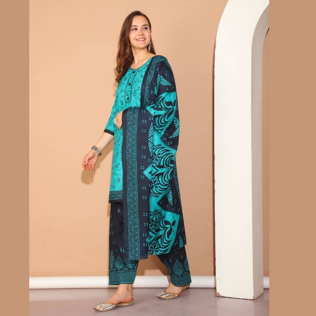 wonder weave Women Cotton Blend Printed Straight Kurti With Patiala Salwar ( Green ) wonder weave Women Cotton Blend Printed Straight Kurti With Patiala Salwar ( Green )