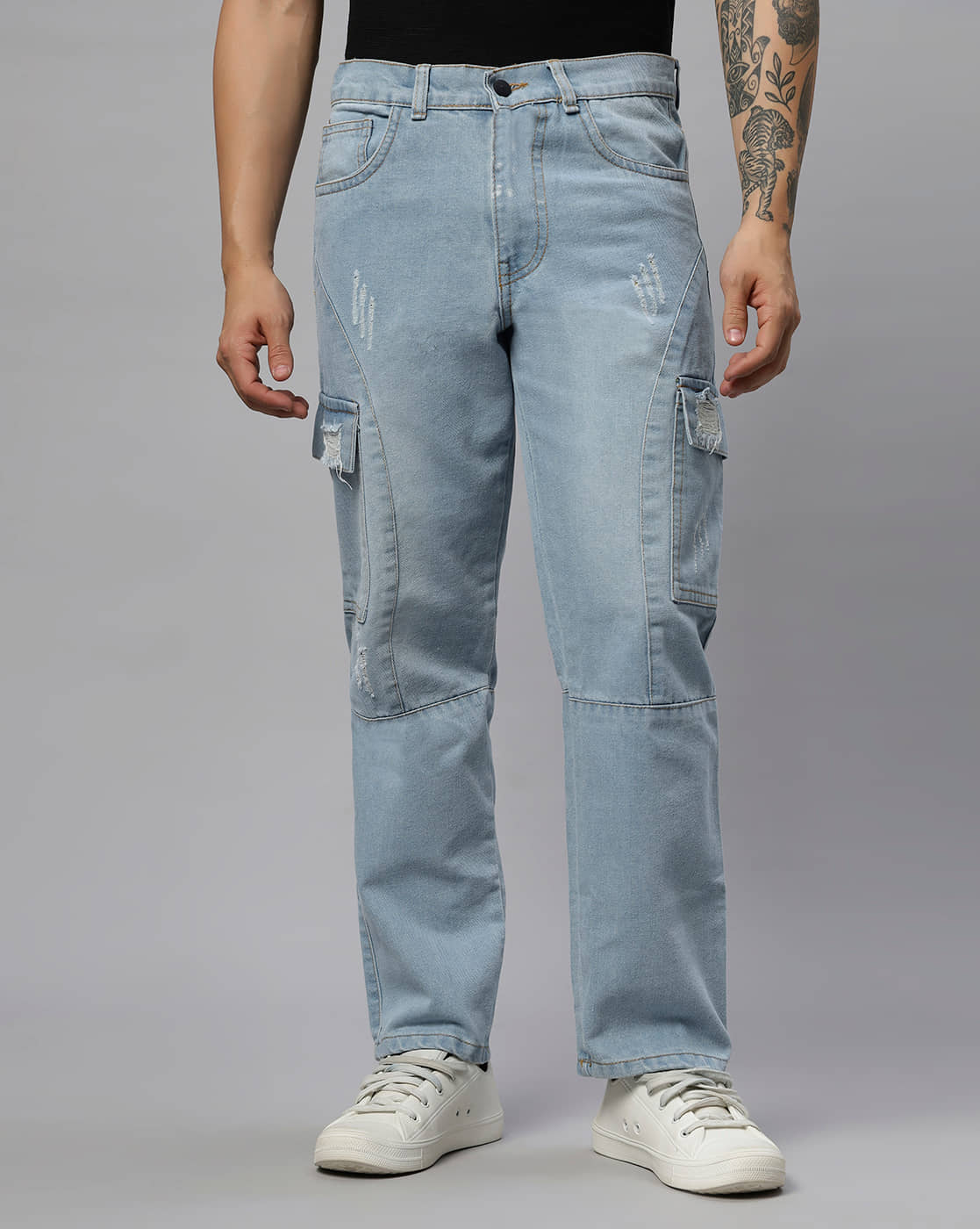 ARBIA FUNKI Regular Fit Distressed Men's Jeans - Light Blue ( Pack of 1 ) - Jeans | Buy online on ZillyBuy