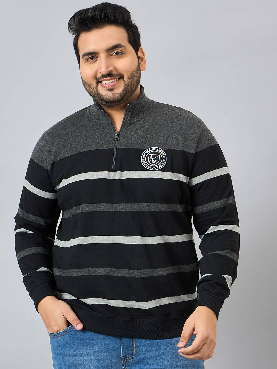 AUSTIVO Fleece High Neck Men's Sweatshirt - Black ( Pack of 1 )
