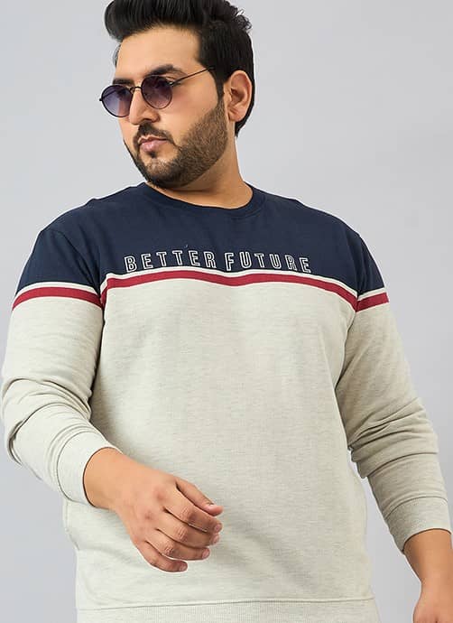 AUSTIVO Fleece Round Neck Men's Sweatshirt - Grey ( Pack of 1 )