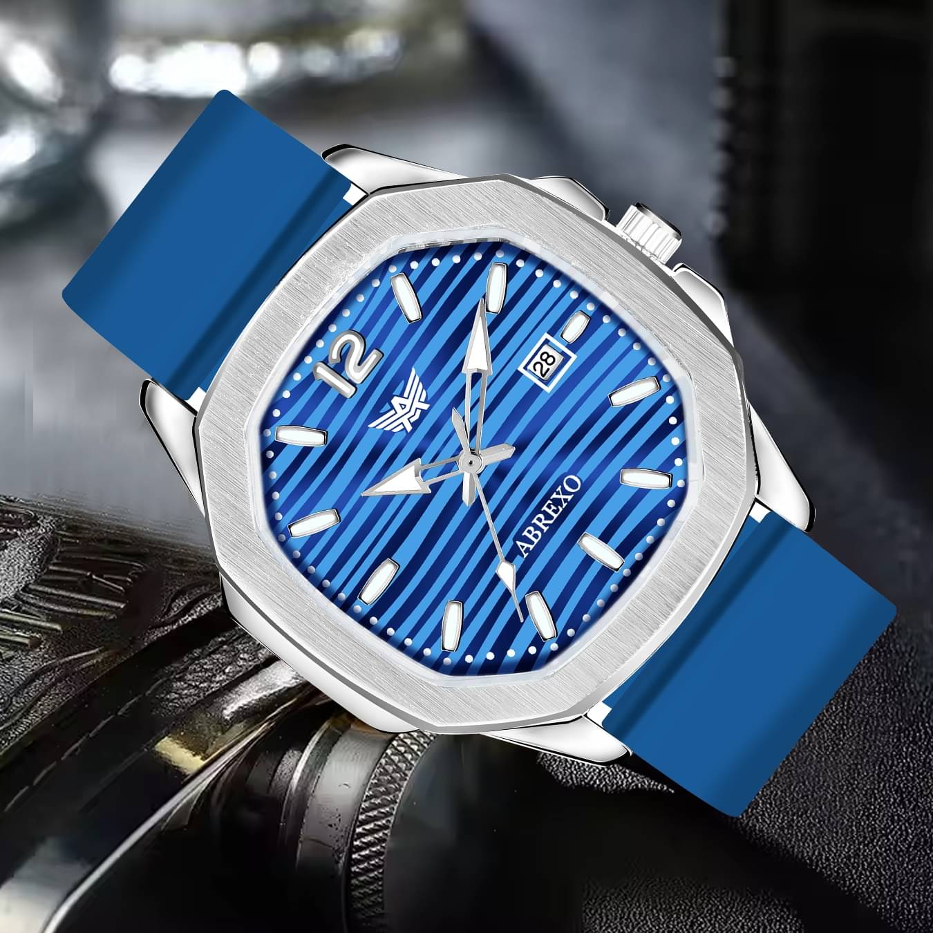     			Abrexo Blue Silicon Analog Men's Watch