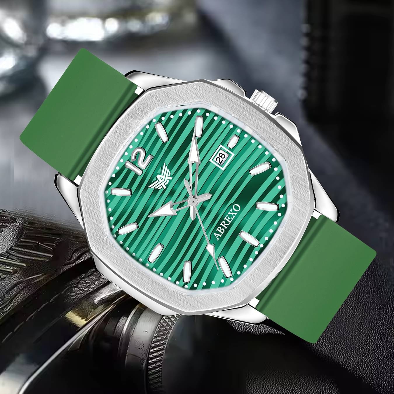     			Abrexo Green Silicon Analog Men's Watch