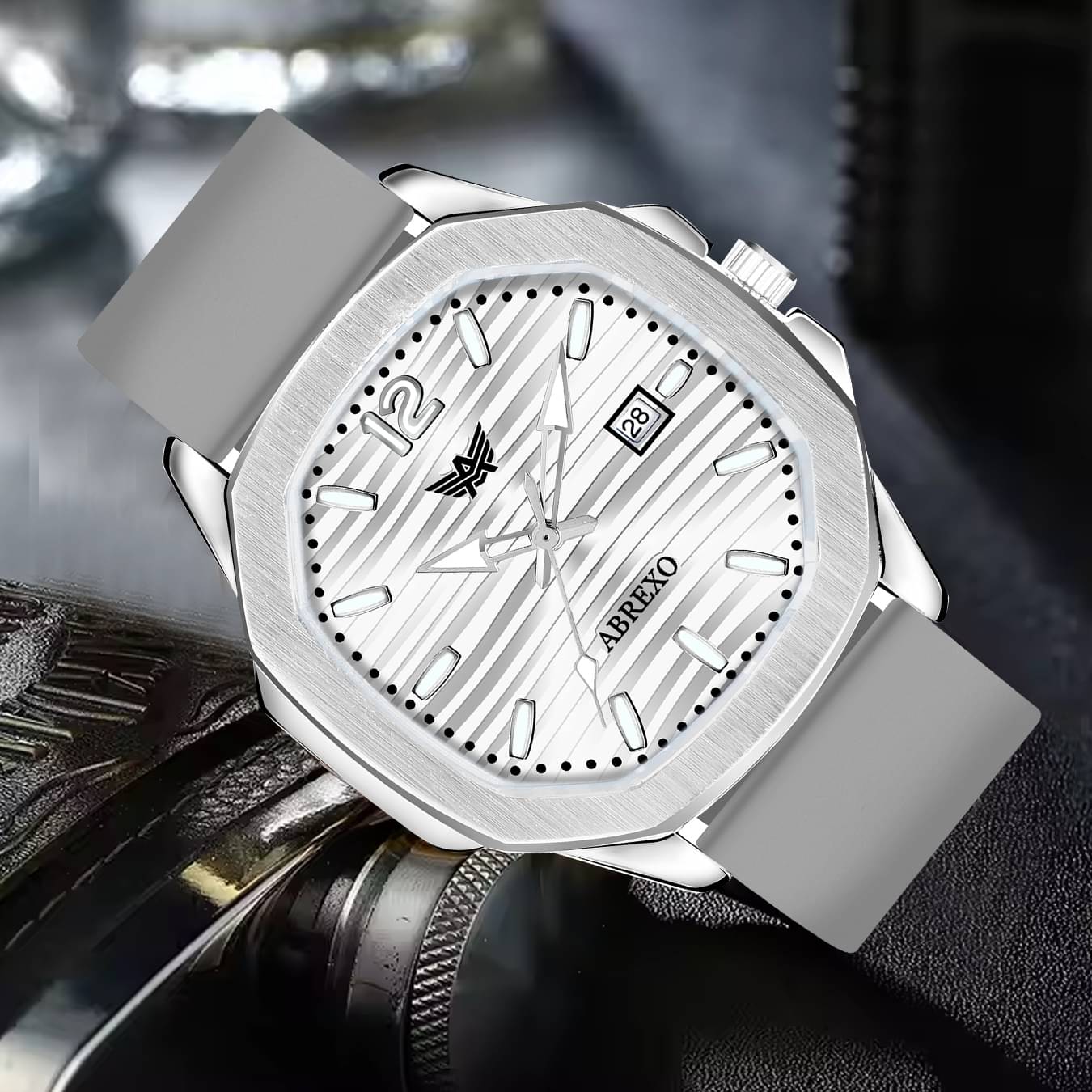     			Abrexo Light Grey Silicon Analog Men's Watch