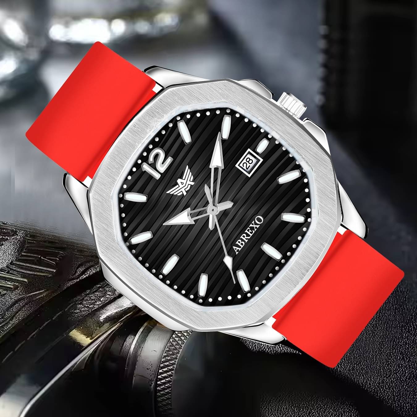     			Abrexo Red Silicon Analog Men's Watch