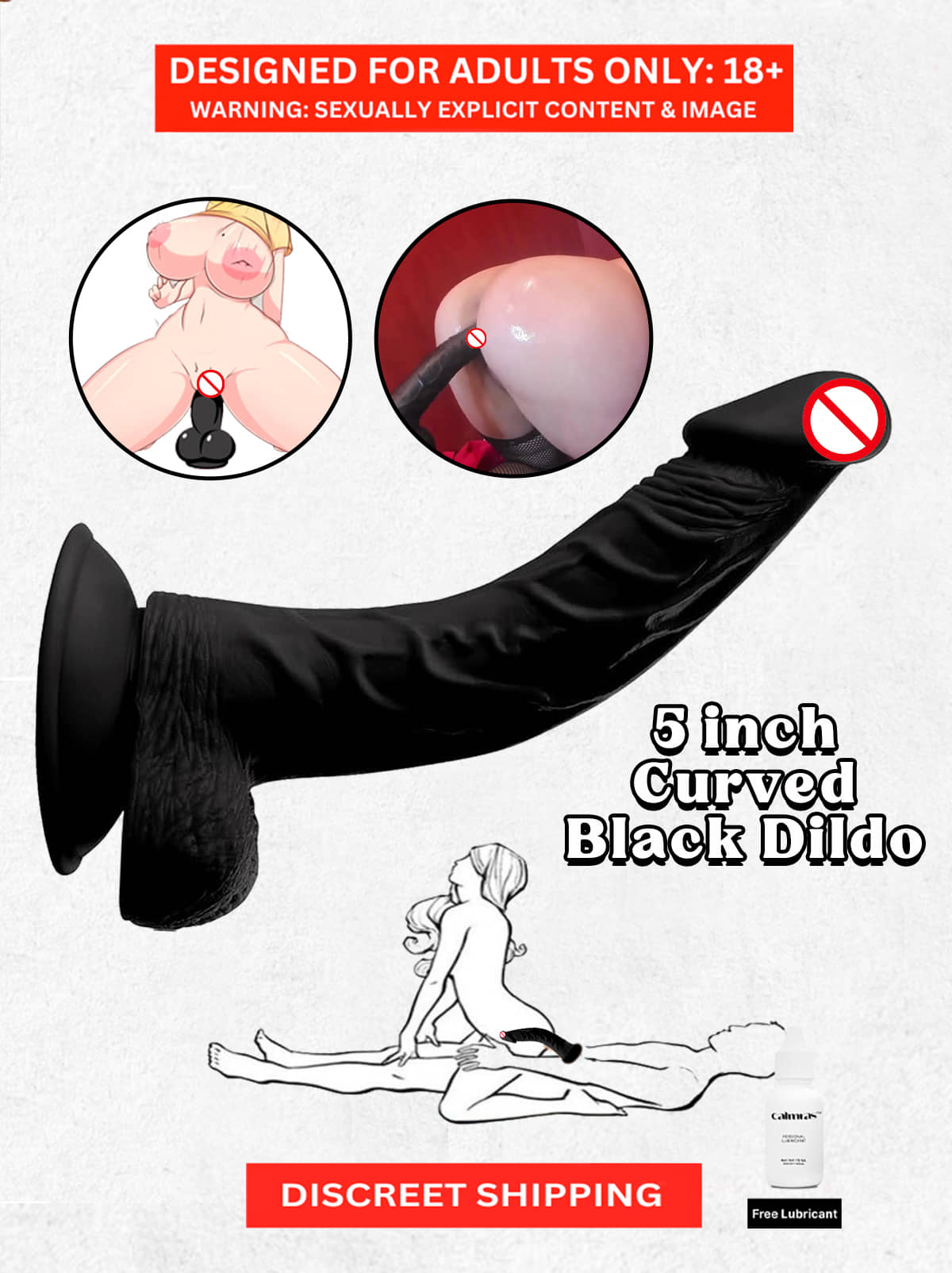 Black Realistic 5 Inch Dildo for Women Vagina and Anus with Strong Cup C Shape Silicone Artificial Penis Sex Toy