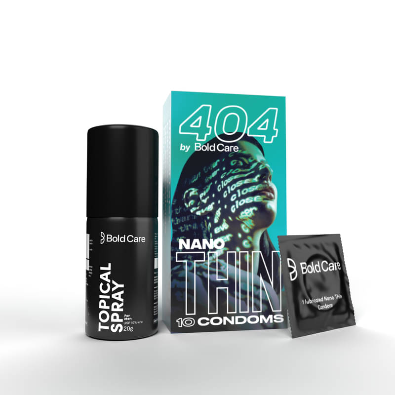 Bold Care Extend Delay Spray for Men, 20ml - Pack of 1 + Bold Care 404 Super Nano Thin Condoms For Men (10 Units) - Combo Bold Care Extend Delay Spray for Men, 20ml - Pack of 1 + Bold Care 404 Super Nano Thin Condoms For Men (10 Units) - Combo