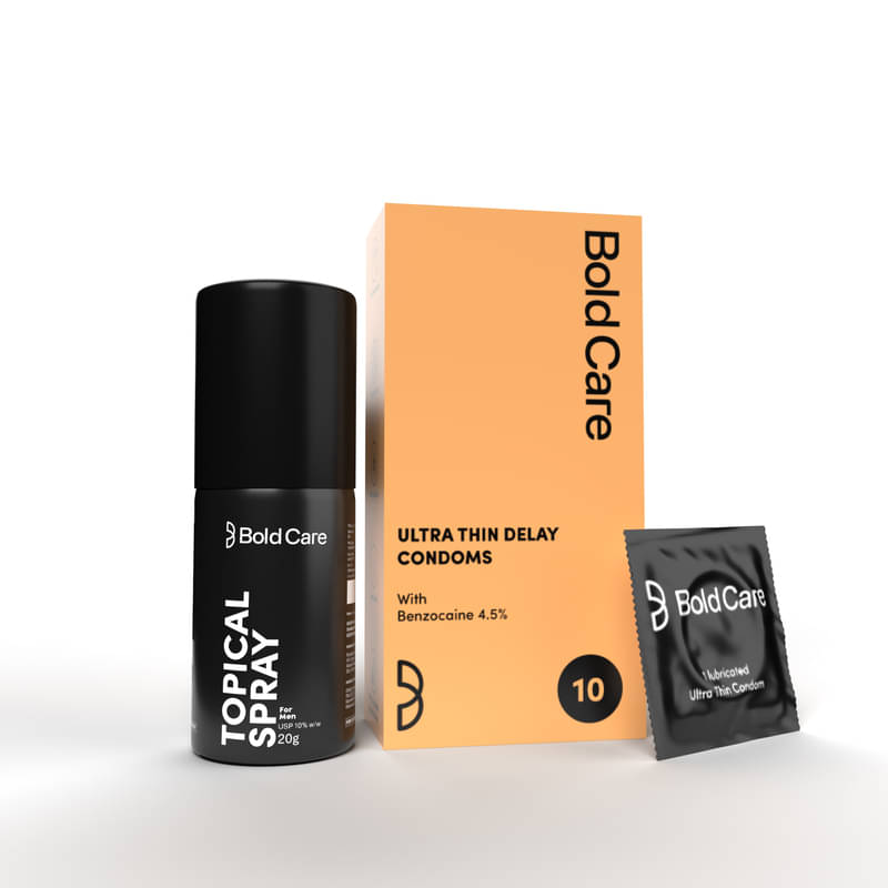 Bold Care Extend Delay Spray for Men, 20ml - Pack of 1 + Bold Care Ultra Thin Delay Condoms For Men - (Pack of 10) - Combo Bold Care Extend Delay Spray for Men, 20ml - Pack of 1 + Bold Care Ultra Thin Delay Condoms For Men - (Pack of 10) - Combo