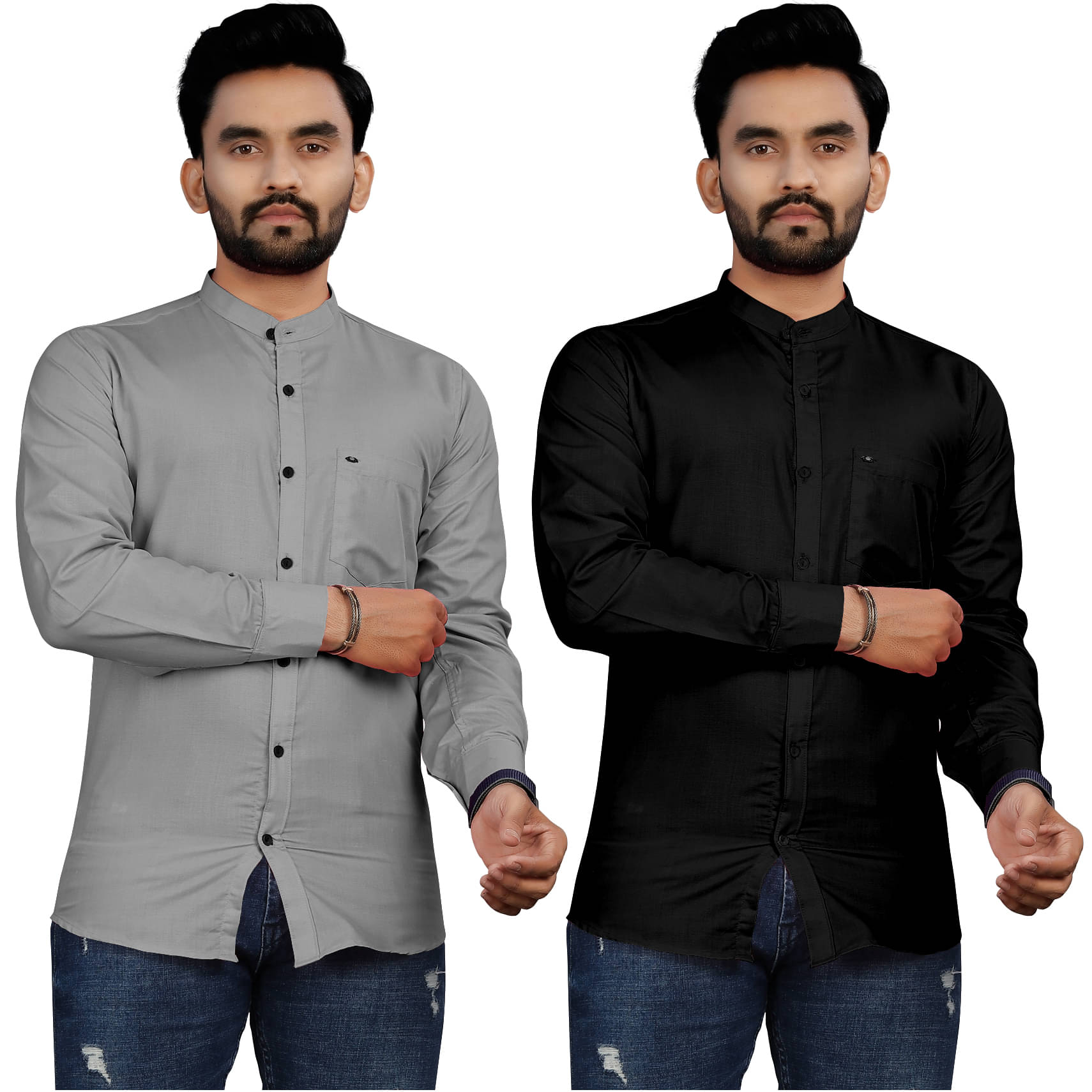 Fashionfricks Cotton Blend Regular Fit Solids Full Sleeves Men's Casual Shirt - Multicolor ( Pack of 2 )     			Fashionfricks Cotton Blend Regular Fit Solids Full Sleeves Men's Casual Shirt - Multicolor ( Pack of 2 )
