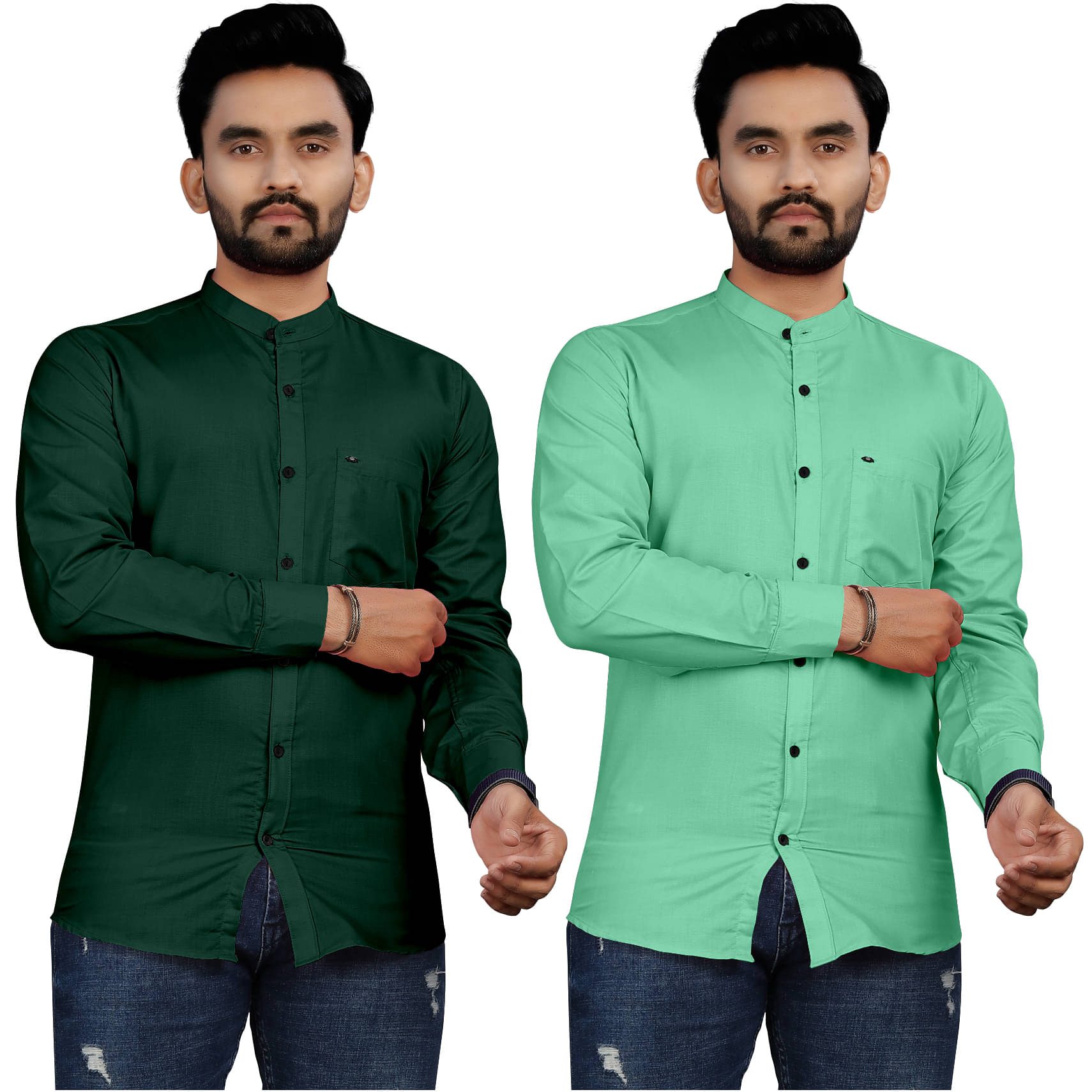 Fashionfricks Cotton Blend Regular Fit Solids Full Sleeves Men's Casual Shirt - Multicolor ( Pack of 2 ) Fashionfricks Cotton Blend Regular Fit Solids Full Sleeves Men's Casual Shirt - Multicolor ( Pack of 2 )