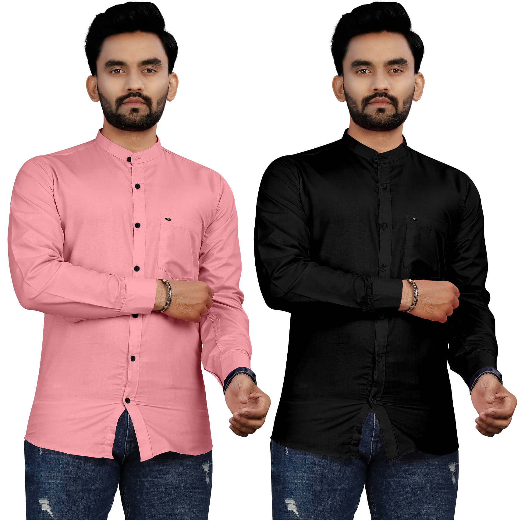 Fashionfricks Cotton Blend Regular Fit Solids Full Sleeves Men's Casual Shirt - Multicolor ( Pack of 2 ) Fashionfricks Cotton Blend Regular Fit Solids Full Sleeves Men's Casual Shirt - Multicolor ( Pack of 2 )