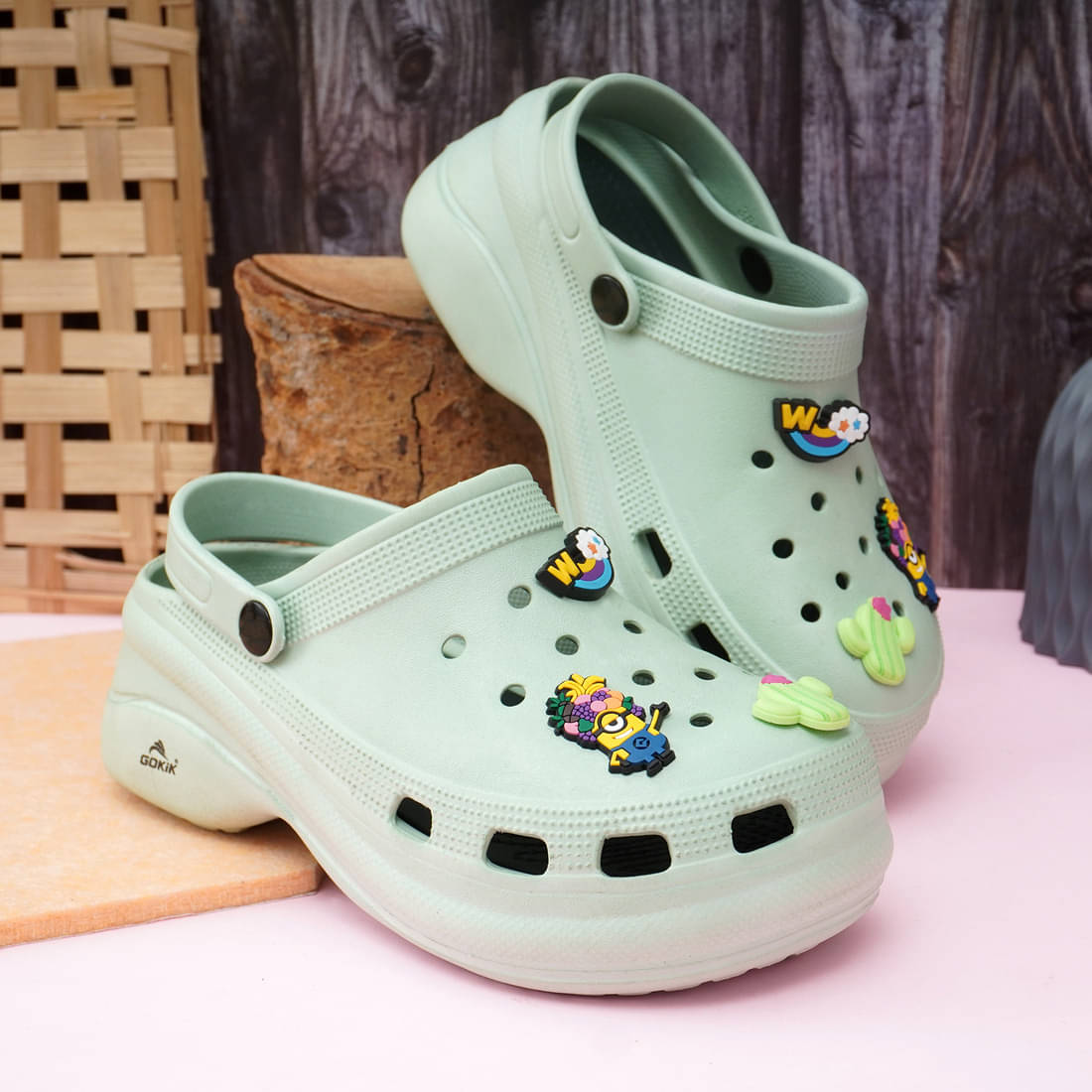     			Gokik Green Clogs