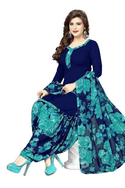 INDIAN SILKS Unstitched Crepe Printed Dress Material - Blue ( Pack of 1 ) INDIAN SILKS Unstitched Crepe Printed Dress Material - Blue ( Pack of 1 )
