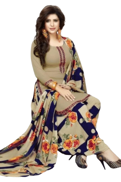     			INDIAN SILKS Unstitched Crepe Printed Dress Material - Beige ( Pack of 1 )
