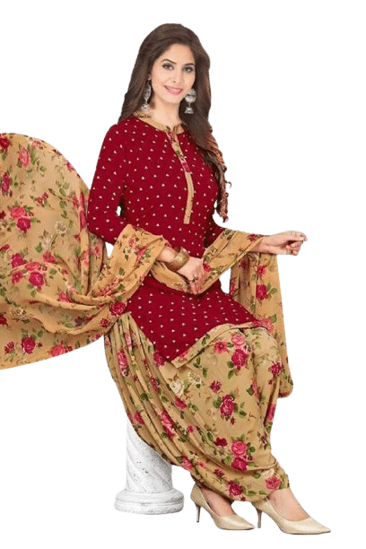     			INDIAN SILKS Unstitched Crepe Printed Dress Material - Maroon ( Pack of 1 )