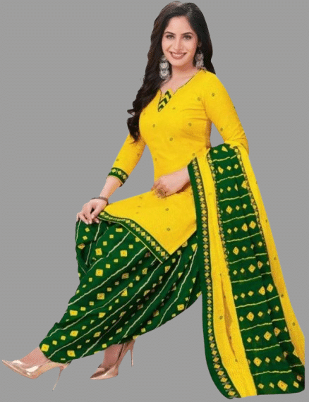     			Indian Silk Unstitched Crepe Printed Dress Material - Yellow ( Pack of 1 )