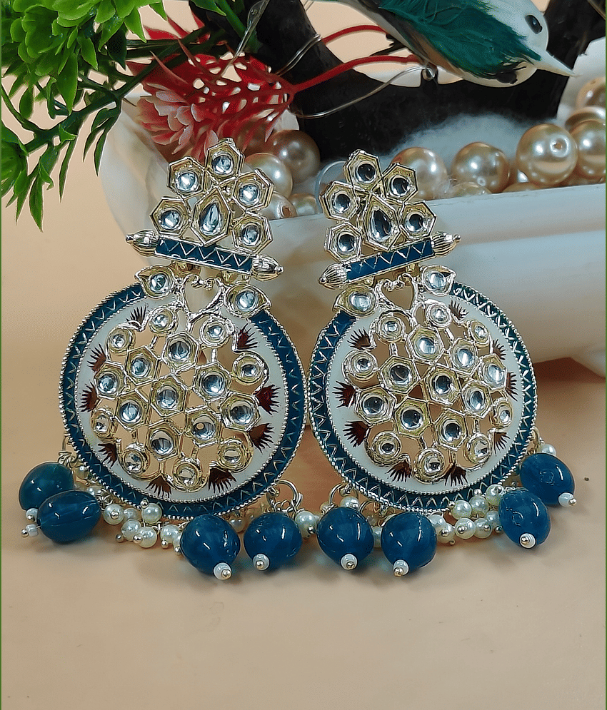 Jiyanshi fashion Sky Blue Chandbalis Earrings ( Pack of 1 ) - Earrings | Buy online on ZillyBuy