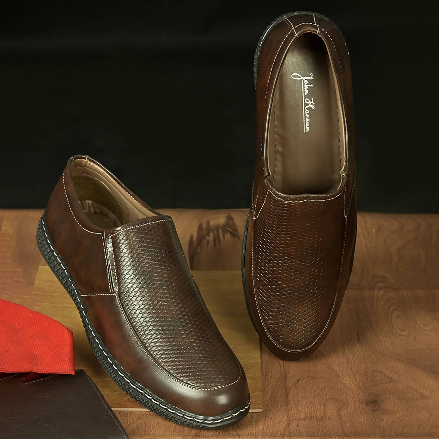 John Karsun D2-8201 Brown Men's Slip-on Shoes     			John Karsun D2-8201 Brown Men's Slip-on Shoes