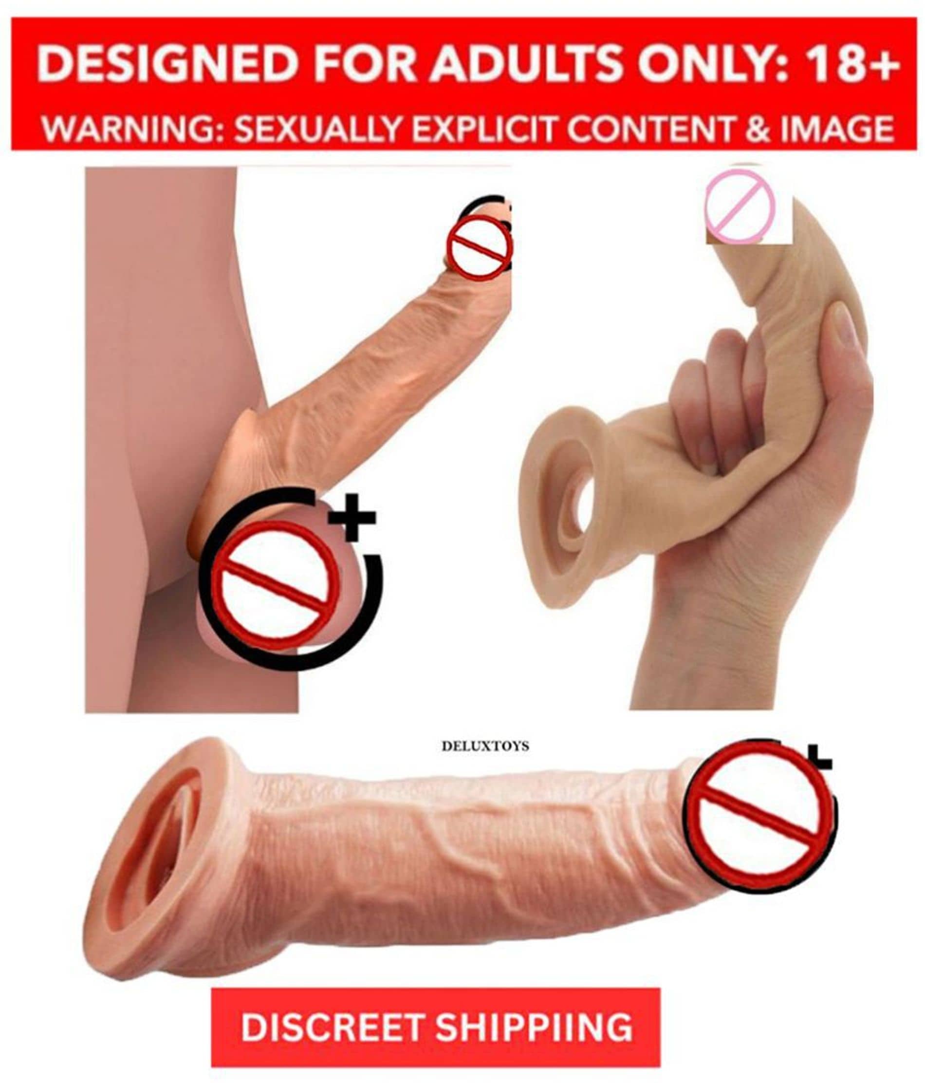 KING SIZE Double Hole 9 Inch Pe nis Extender Dragons Reusable Co ndom Washable Condom Silicone Condom - CRAZYNYT