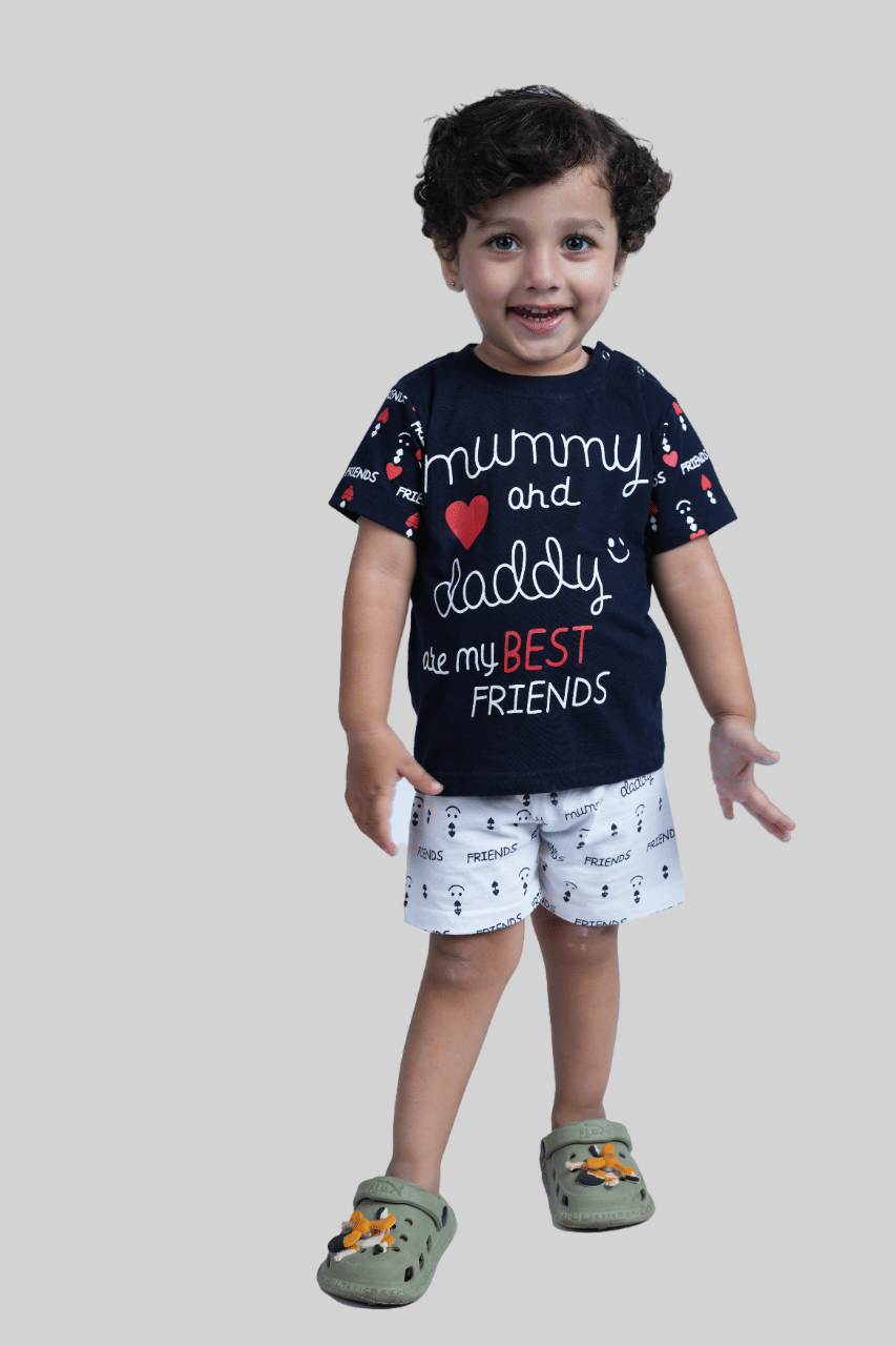     			Kidzee Kingdom Pack of 1 Boys Cotton T-Shirt & Shorts Set ( Multicolor )