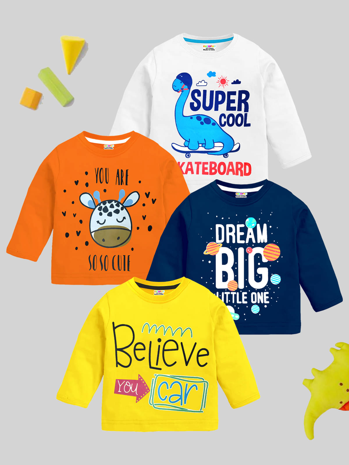     			Kuchipoo Pack of 4 Boys Cotton Blend T-Shirt ( Multicolor 4 )