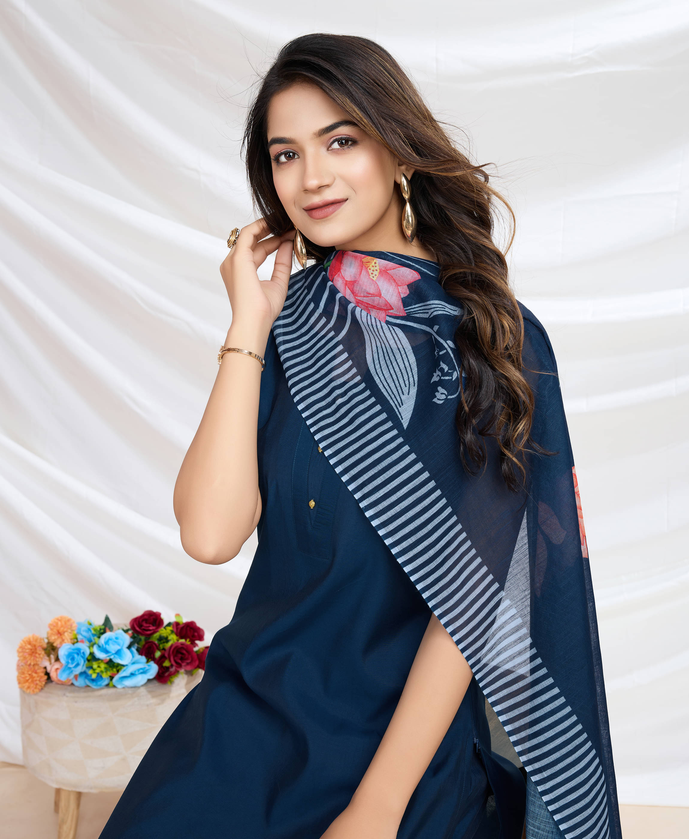 MOJILAA Silk Blend Solid Kurti With Pants Women's Stitched Salwar Suit - Navy Blue ( Pack of 1 ) MOJILAA Silk Blend Solid Kurti With Pants Women's Stitched Salwar Suit - Navy Blue ( Pack of 1 )