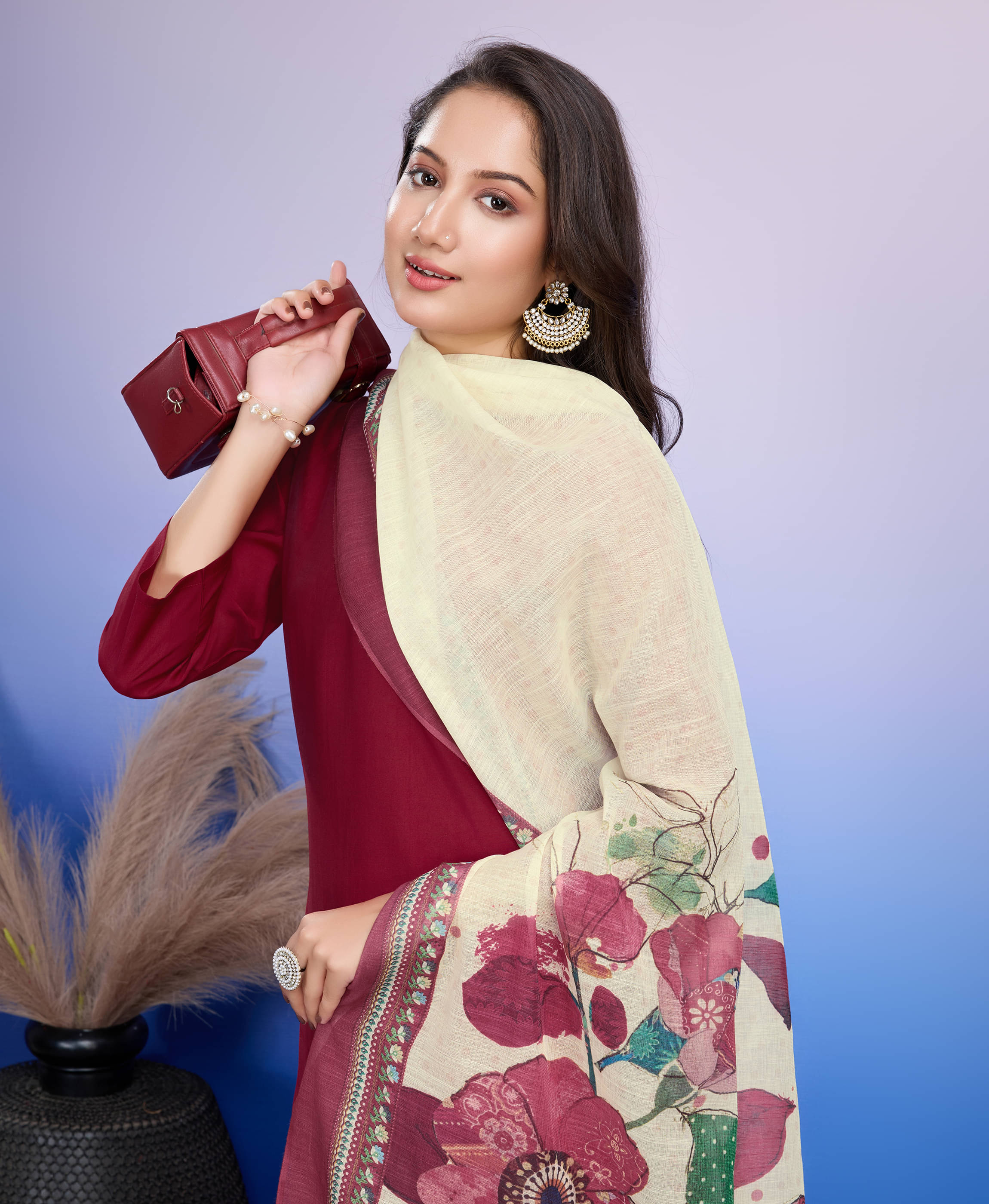     			MOJILAA Silk Blend Solid Kurti With Salwar Women's Stitched Salwar Suit - Maroon ( Pack of 1 )