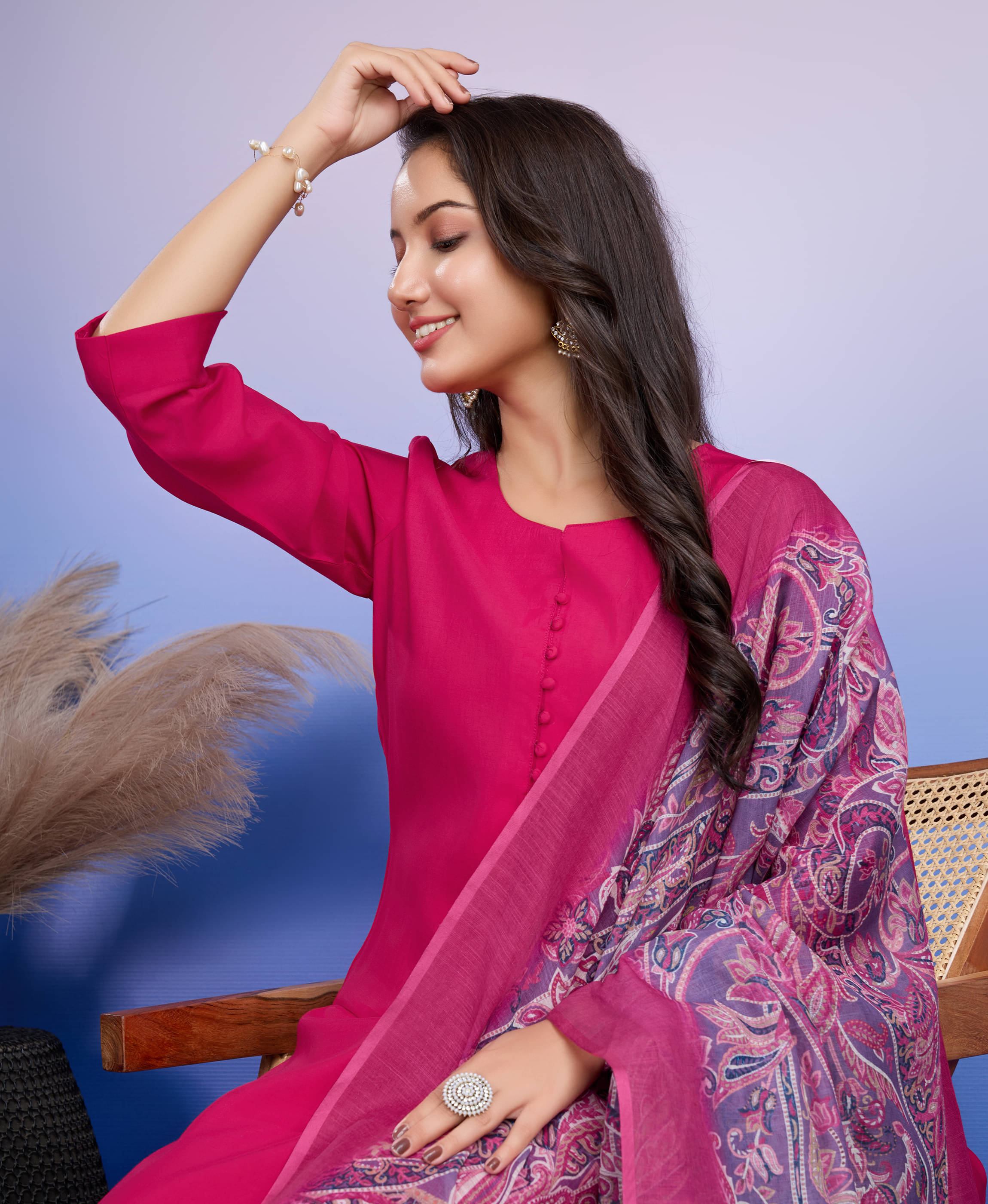     			MOJILAA Silk Blend Solid Kurti With Pants Women's Stitched Salwar Suit - Pink ( Pack of 1 )