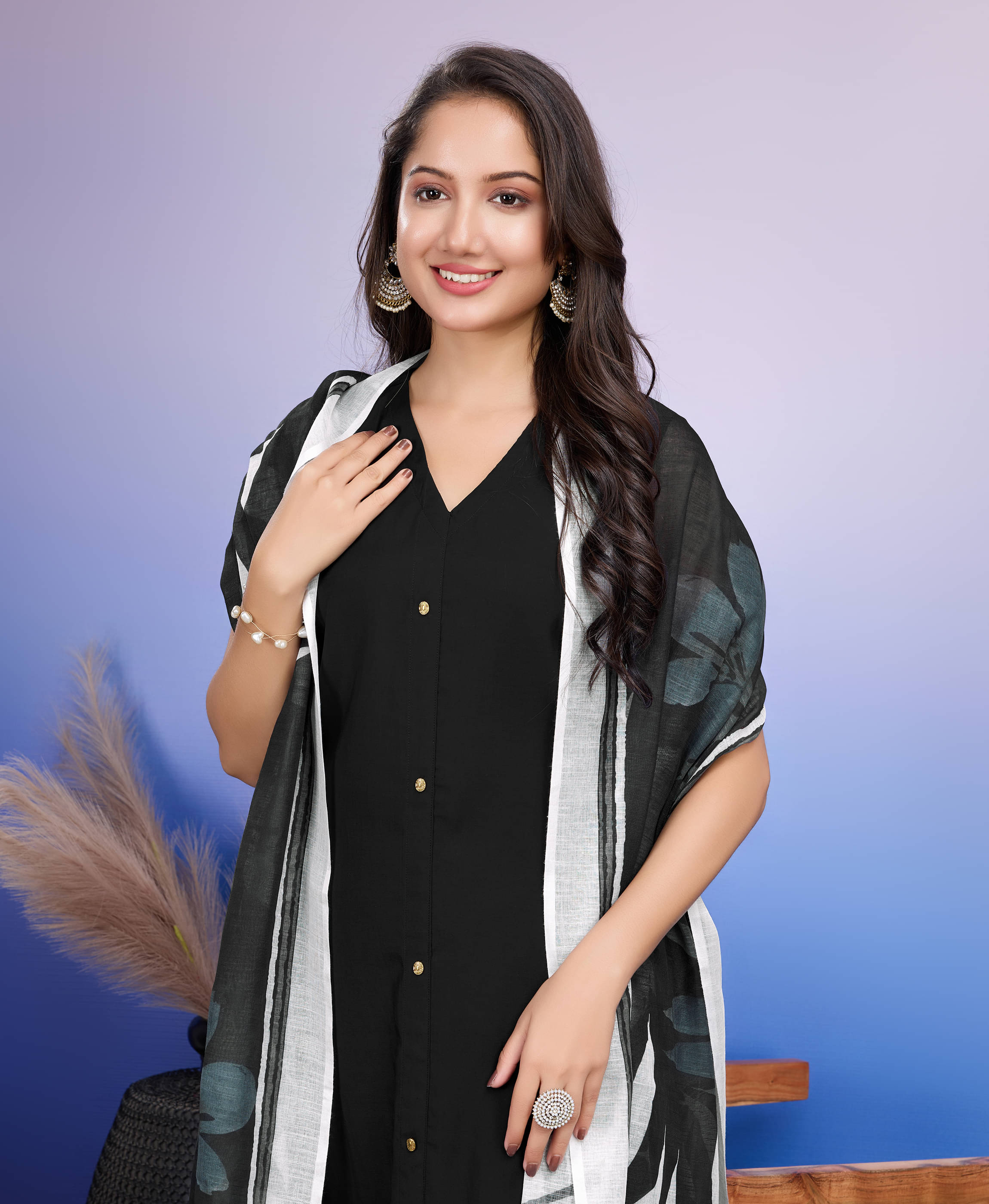     			MOJILAA Silk Blend Solid Kurti With Pants Women's Stitched Salwar Suit - Black ( Pack of 1 )