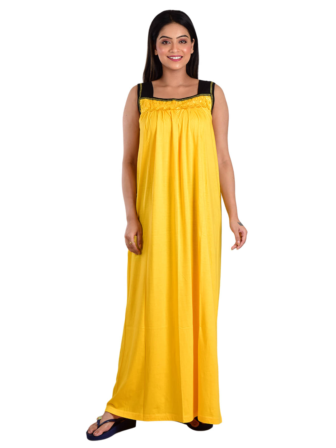 PIYALI'S CREATION WOMEN'S Yellow Hosiery Women's Nightwear Nighty & Night Gowns ( Pack of 1 ) PIYALI'S CREATION WOMEN'S Yellow Hosiery Women's Nightwear Nighty & Night Gowns ( Pack of 1 )