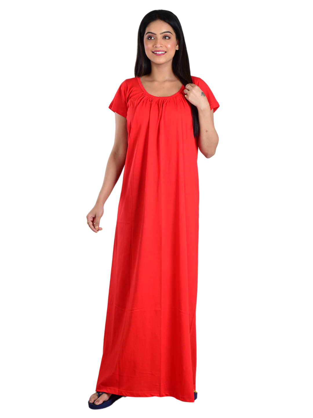 PIYALI'S CREATION WOMEN'S Red Hosiery Women's Nightwear Nighty & Night Gowns ( Pack of 1 ) PIYALI'S CREATION WOMEN'S Red Hosiery Women's Nightwear Nighty & Night Gowns ( Pack of 1 )