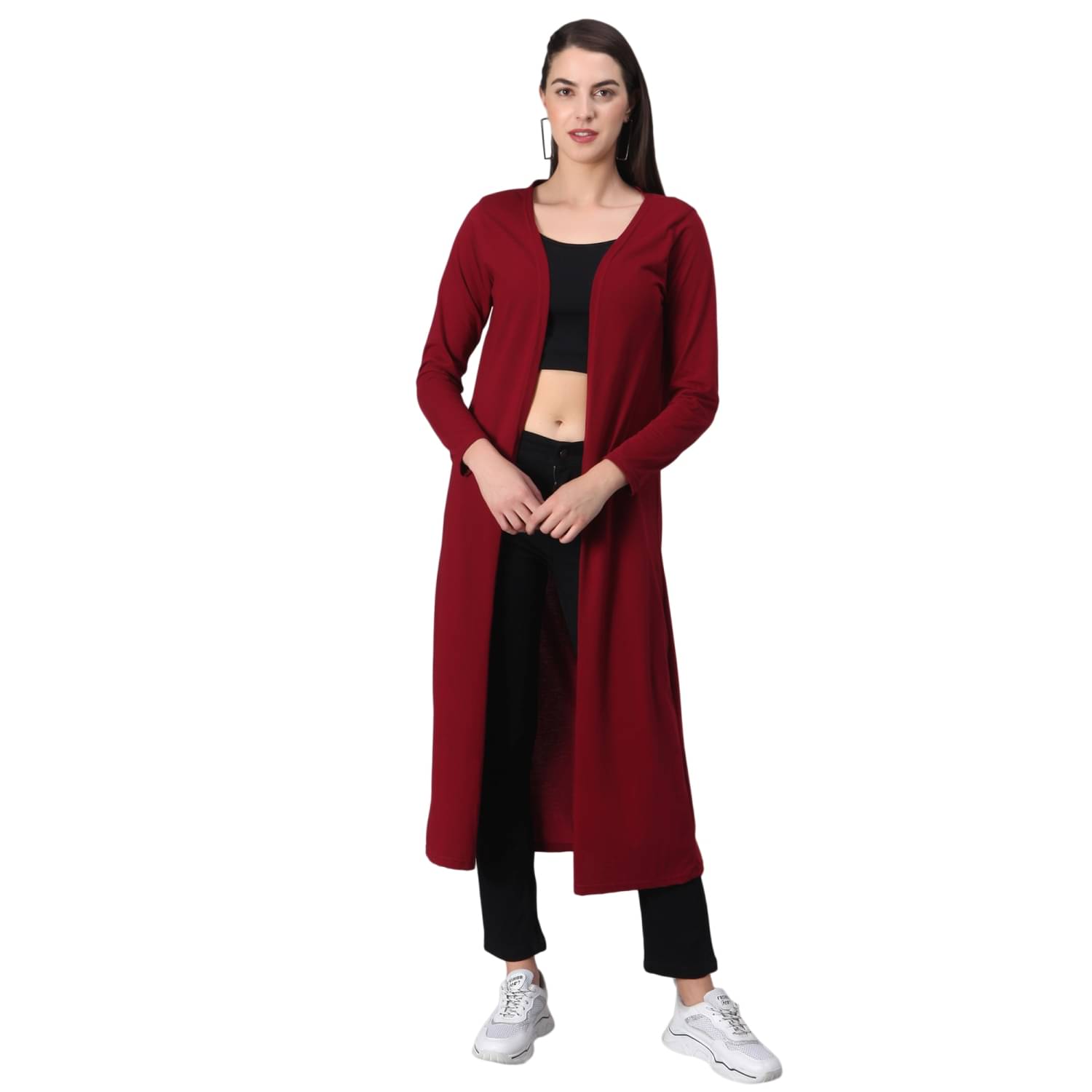 RAABTA FASHIION Viscose Round Neck Women's Cardigans Dress - Maroon (Pack of 1) RAABTA FASHIION Viscose Round Neck Women's Cardigans Dress - Maroon (Pack of 1)