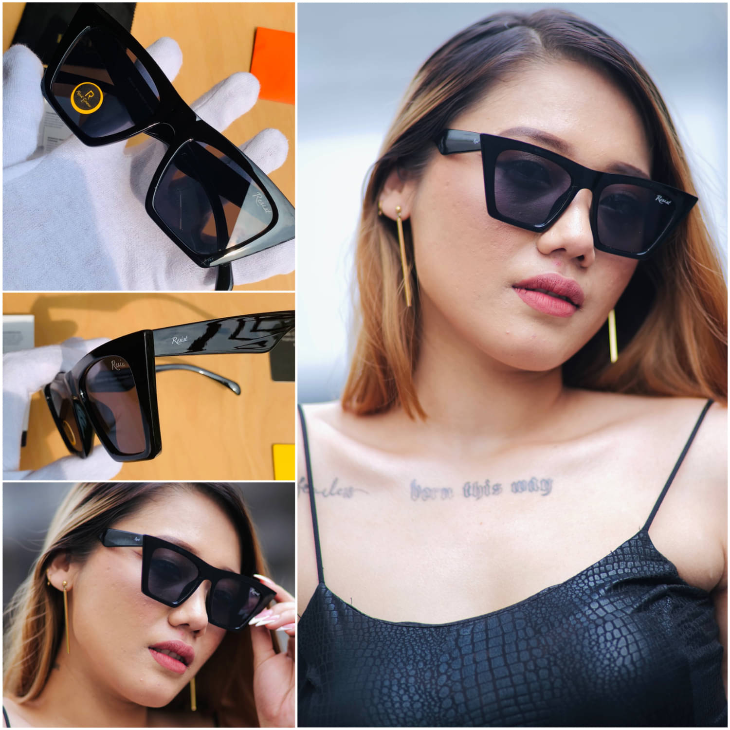     			RESIST EYEWEAR Black Cat Eye Sunglasses ( Pack of 1 )
