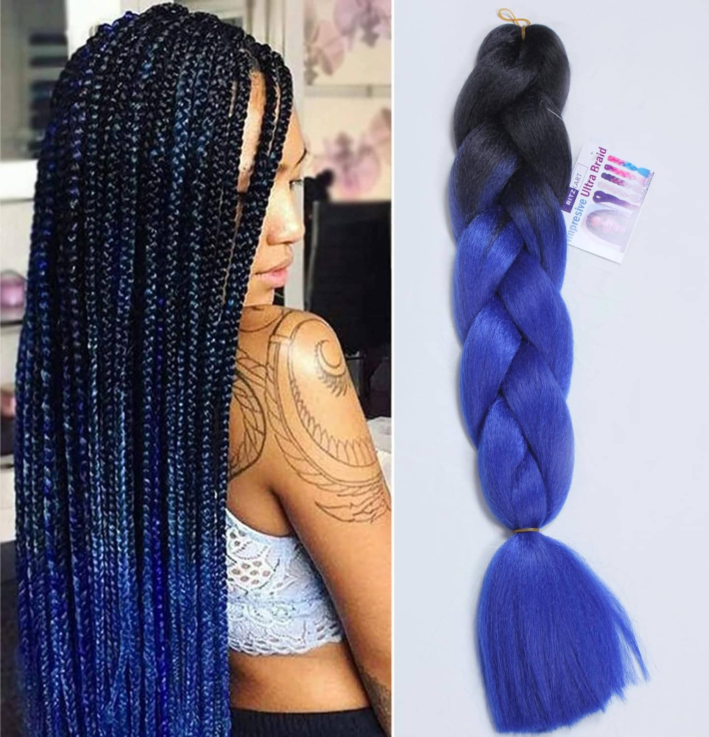     			RITZKART - Blue Clip In Hair Extension