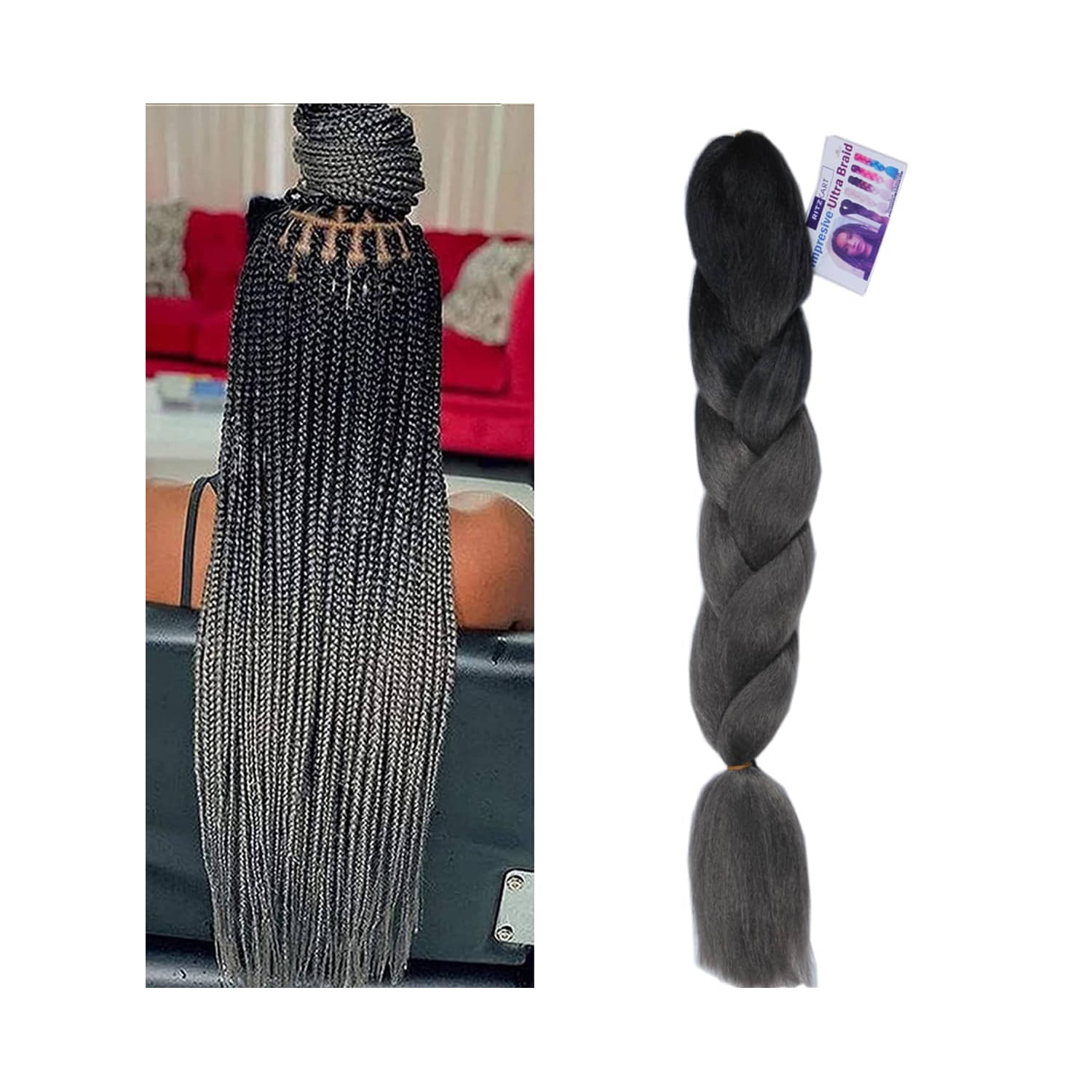 RITZKART - Grey Clip In Hair Extension     			RITZKART - Grey Clip In Hair Extension