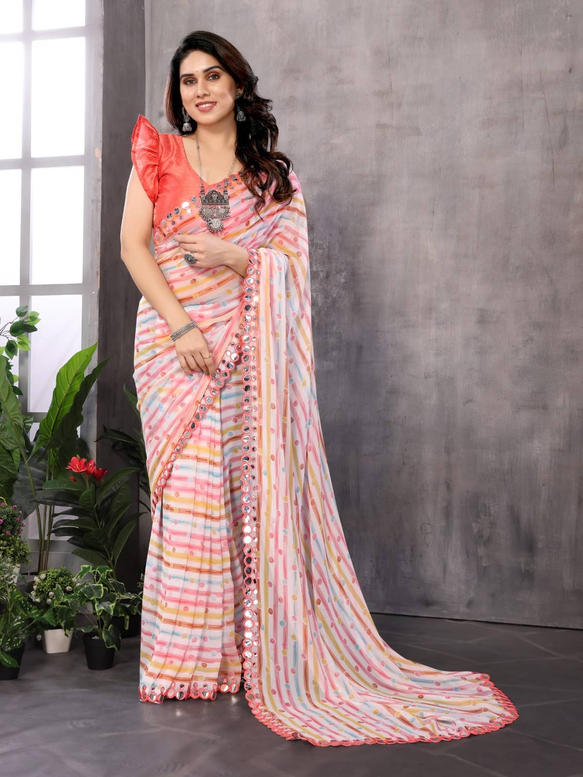     			BLEESBURY Georgette Printed Saree With Unstitched Blouse Piece ( Multicolor2 )