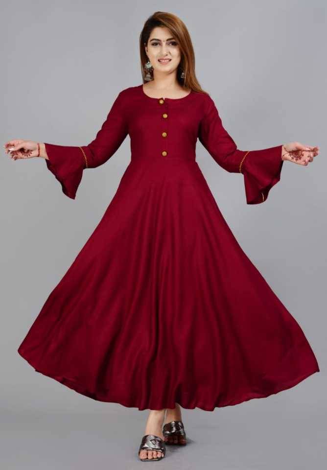 SIPET Viscose Blend Solid Anarkali Women's Kurti - Maroon ( Pack of 1 ) SIPET Viscose Blend Solid Anarkali Women's Kurti - Maroon ( Pack of 1 )